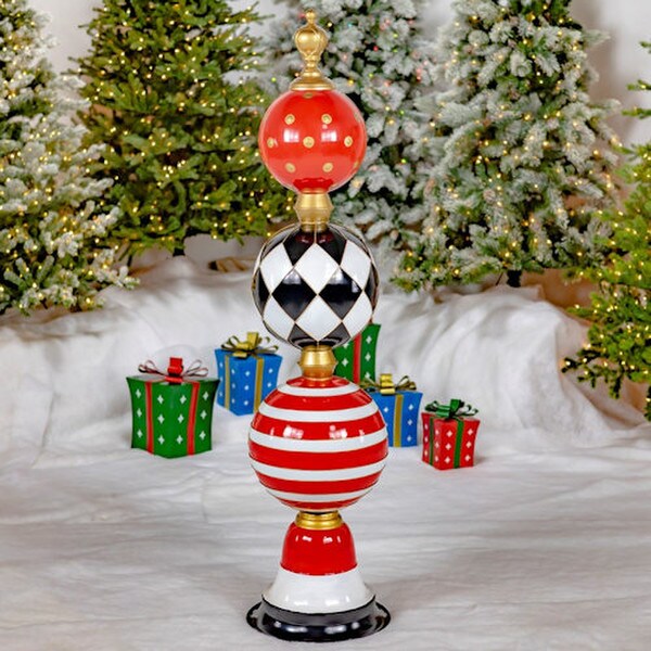 Christmas Ornament Decorative Display Tower in Red Black White